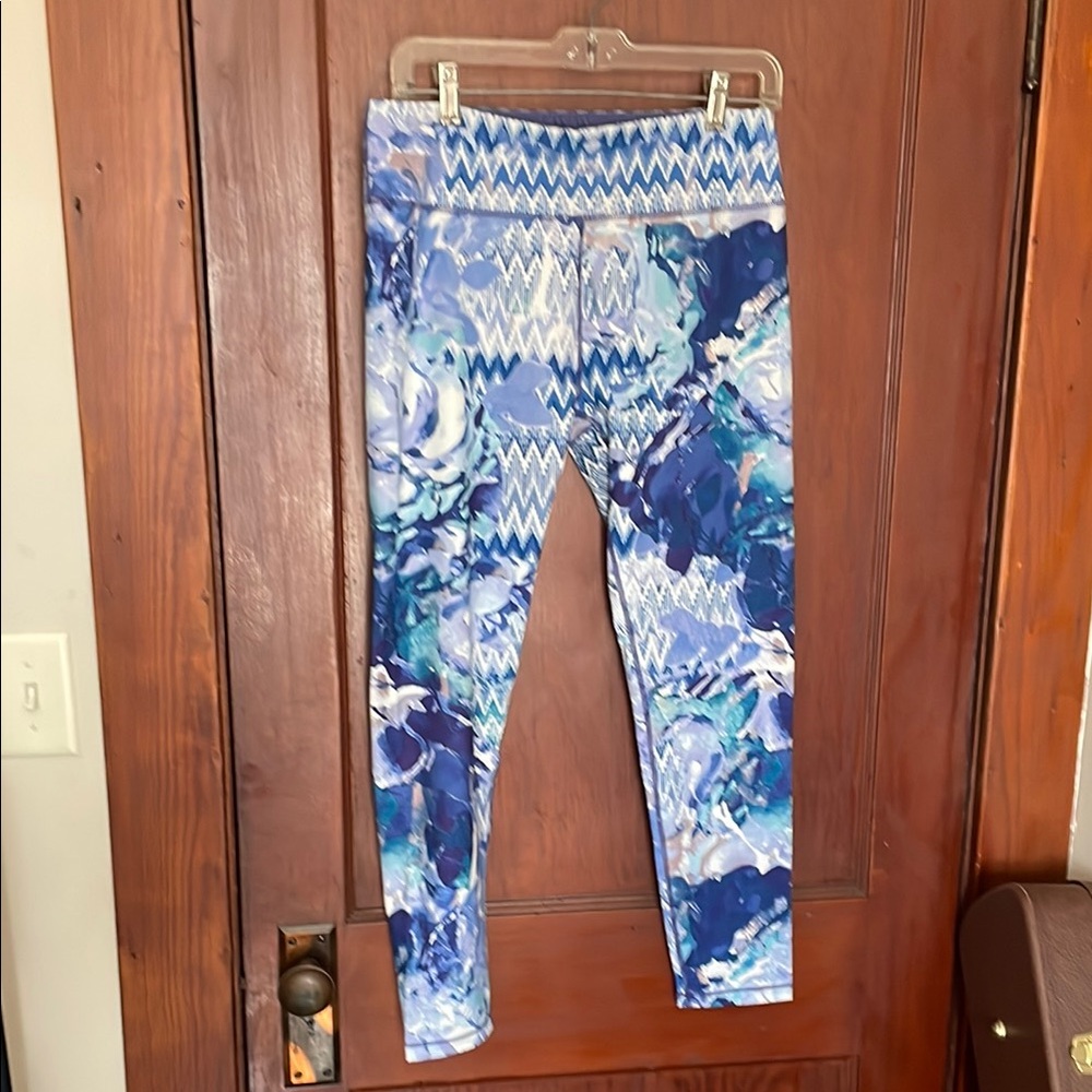 Prana Blue Patterned Yoga Pant Leggings